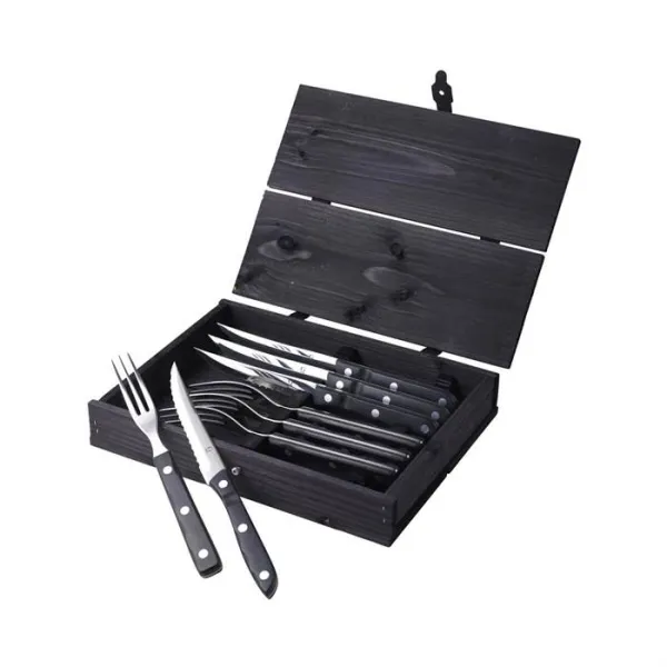 Gense Old Farmer steak/grill cutlery 8 pieces - Black/steel