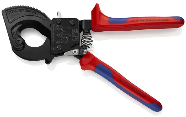Knipex cable cutter (ratchet system) black lacquered, with multi-component handle 250 mm