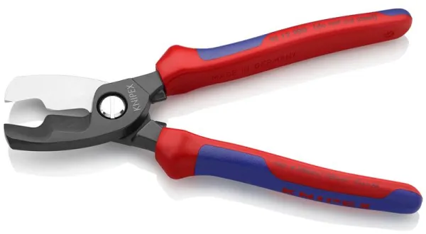 Knipex cable shears with double cutting edge, burnished, with multi-component handle 200 mm