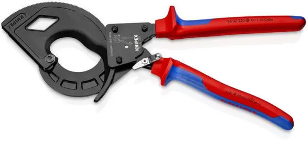 Knipex Cable Cutter (Ratchet Principle, 3-Gear) black atramentised, with multi-component handle 320 mm