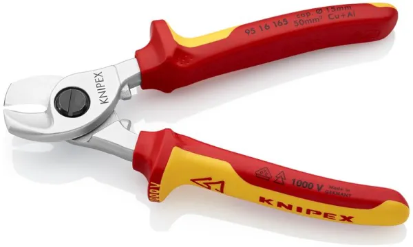 Knipex cable shears chrome-plated, VDE-tested 165 mm