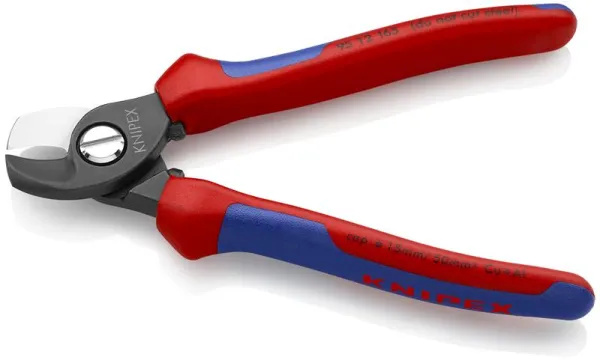 Knipex cable shears, burnished, with multi-component handle 165 mm