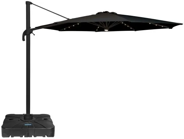 Roma parasol 360-rotation LED black 3m