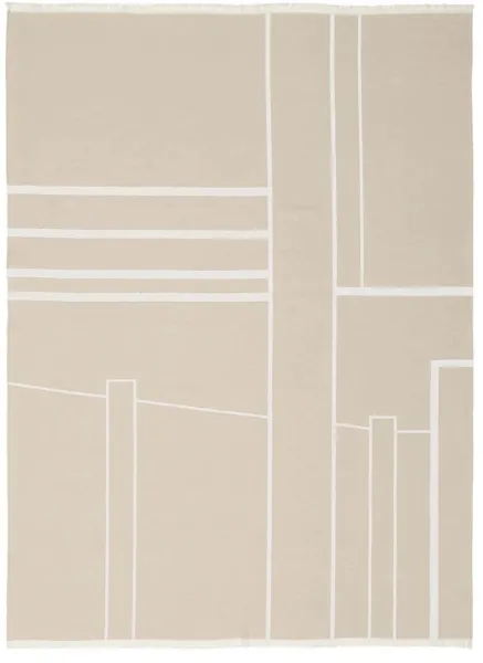 KRISTINA DAM STUDIO Architecture throw - off-white and beige cotton (180x130)