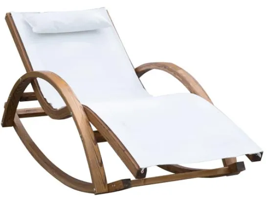 Homeville Lux sun lounger made of larch wood with rocking function 150x60x50cm