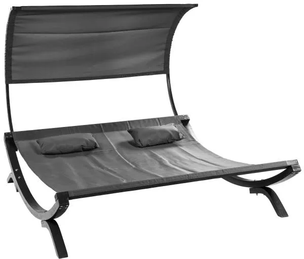 Double lounger with canopy made of larch wood