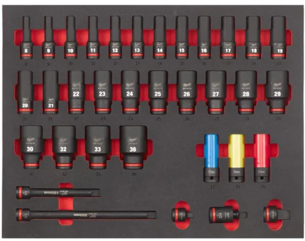 Milwaukee Impact Socket Set in Foam 1/2" 34 pieces